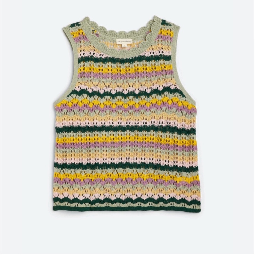 Multicolor Crochet Tank Sweater - Sage Multi